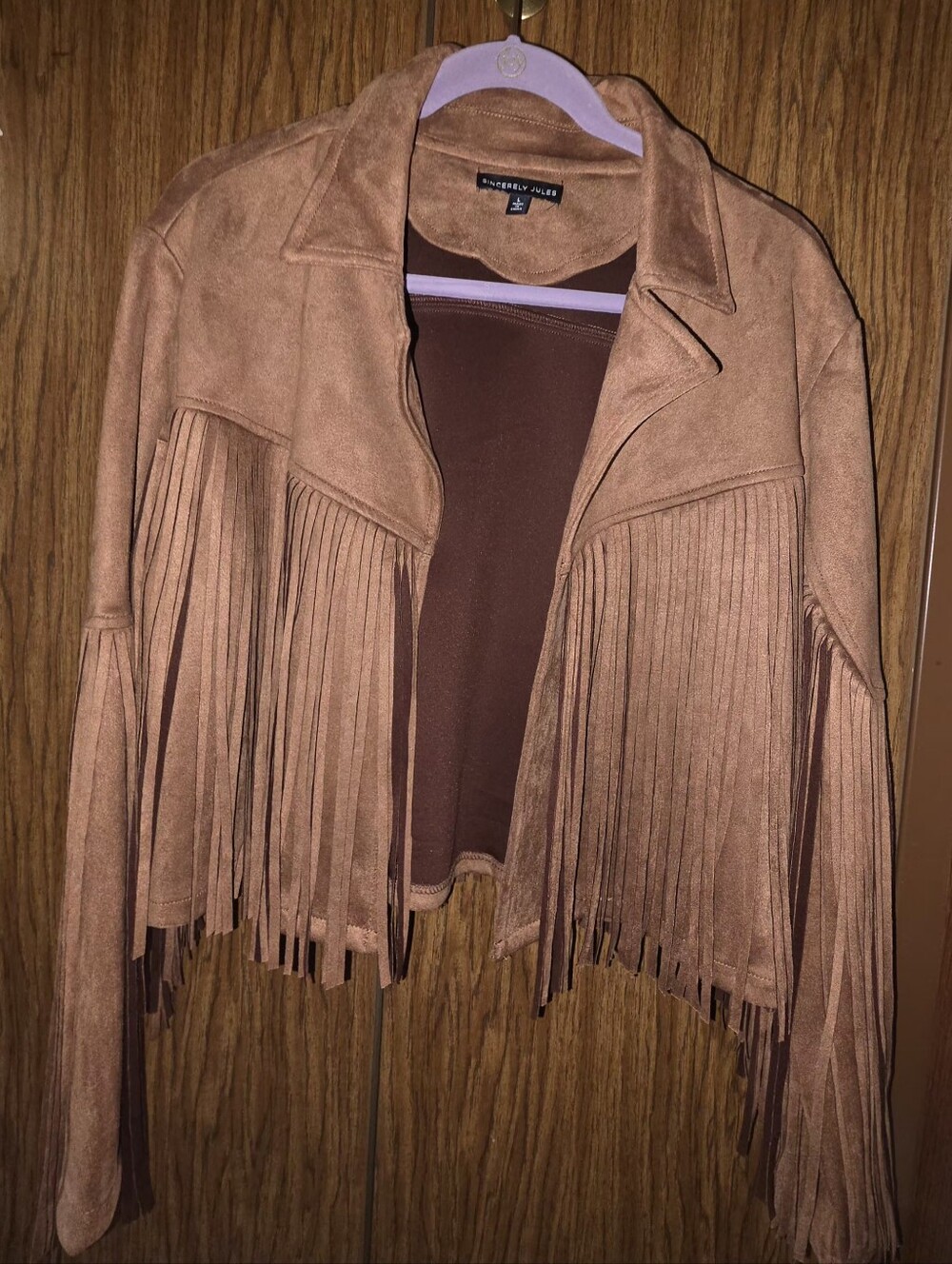 Sincerely Jules Tan Fringe Suede Jacket